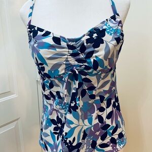 Lands' End Floral Tankini in Blue and Purple SZ 10